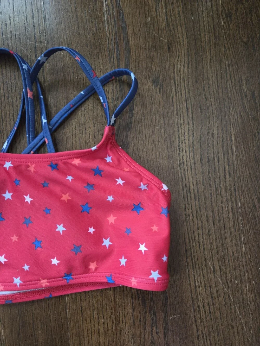 New Cat & Jack Girls Small 6/7 Red Stars Swim Top